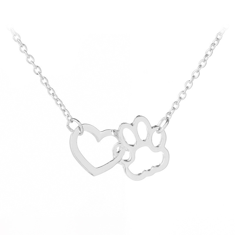 Cute Gold Bear Paw Heart Necklace Designer Silver Pendant Woman Alloy Necklaces Pendants Chain for Women Fashion Jewelry Short Chokers Accessories Friend Gift