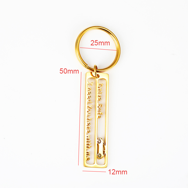 Roestvrij staal Hollow Keychain Creative Car Keychains hanger Drive Safe Valentine's Day Gift Keyring