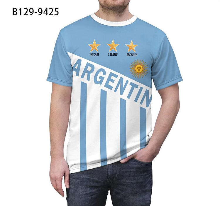 Realfine T 셔츠 아르헨티나 월드컵 챔피언 기념 셔츠 남자 크기 S-XXL 용 티셔츠