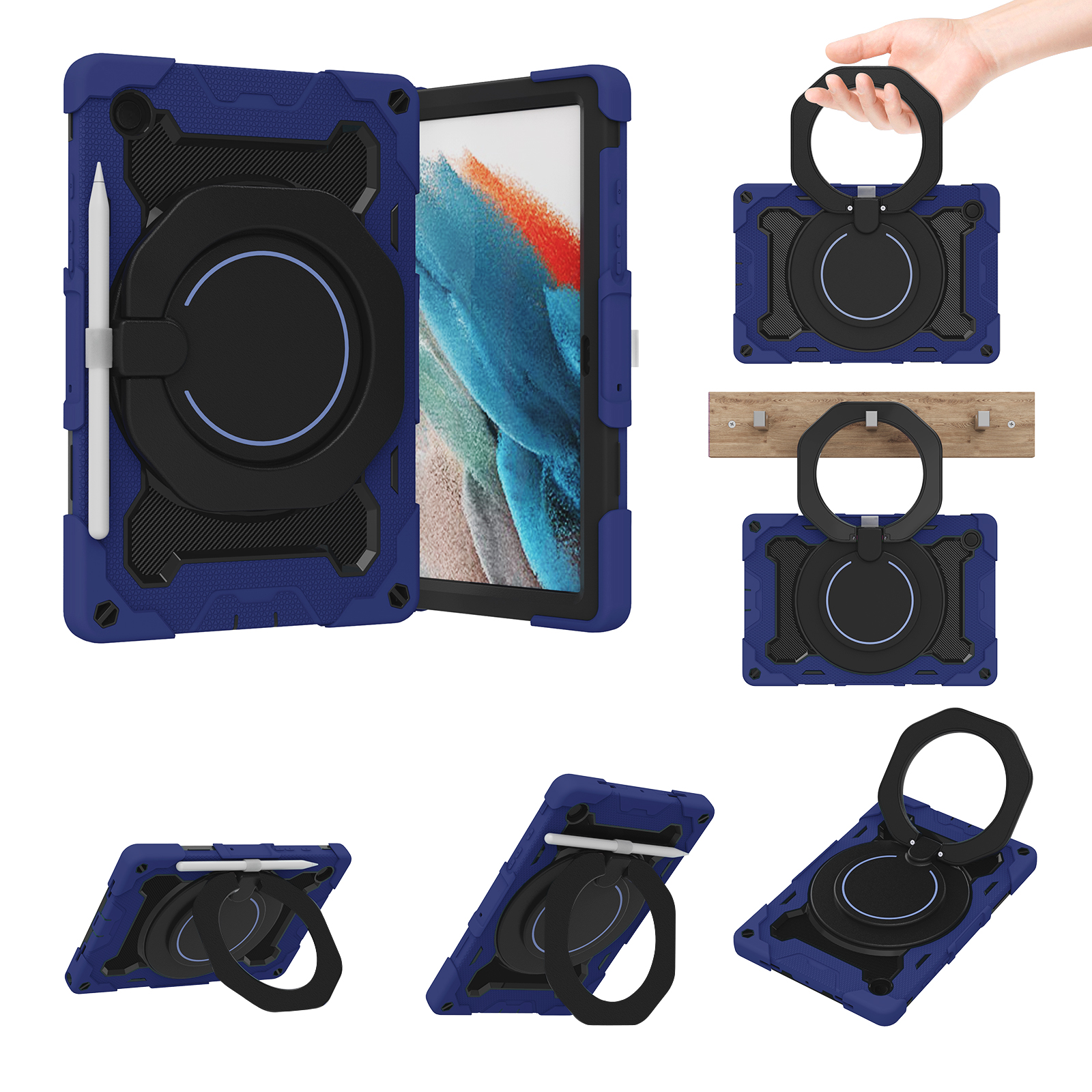 Armor Tablet Cases Samsung Tab A8 2021 SM-X200 X205 A7 SM-T500 T505 T507 Case Rotating Ring Silicone Colorfull Cover