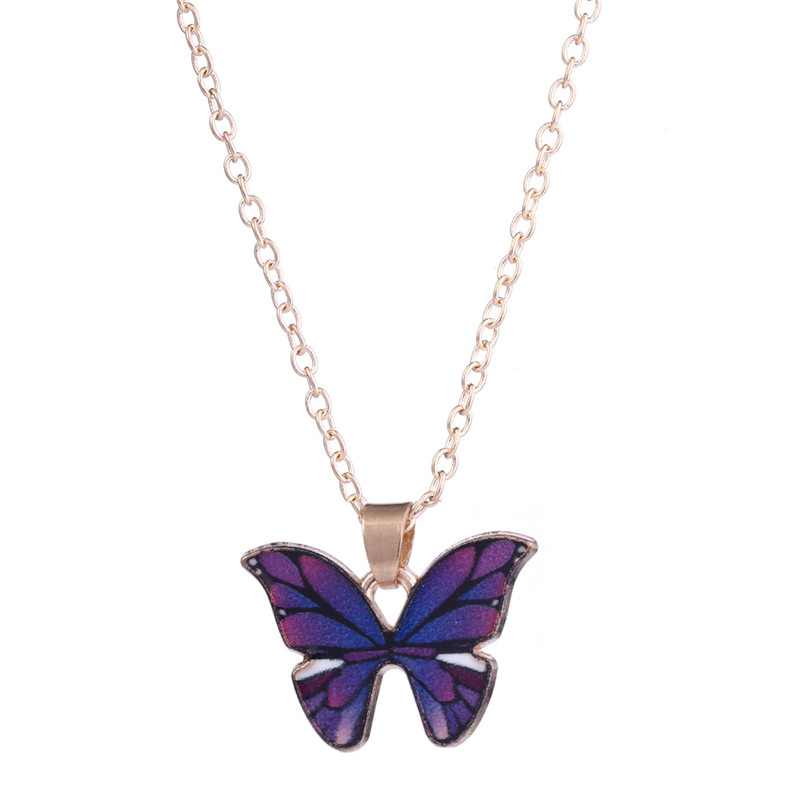 Fashion Blue Purple Butterfly Pendant Designer Collana Donna Lega smaltata Pendenti delle collane Catena d'oro le donne Gioielli di moda Girocolli Accessori Regalo