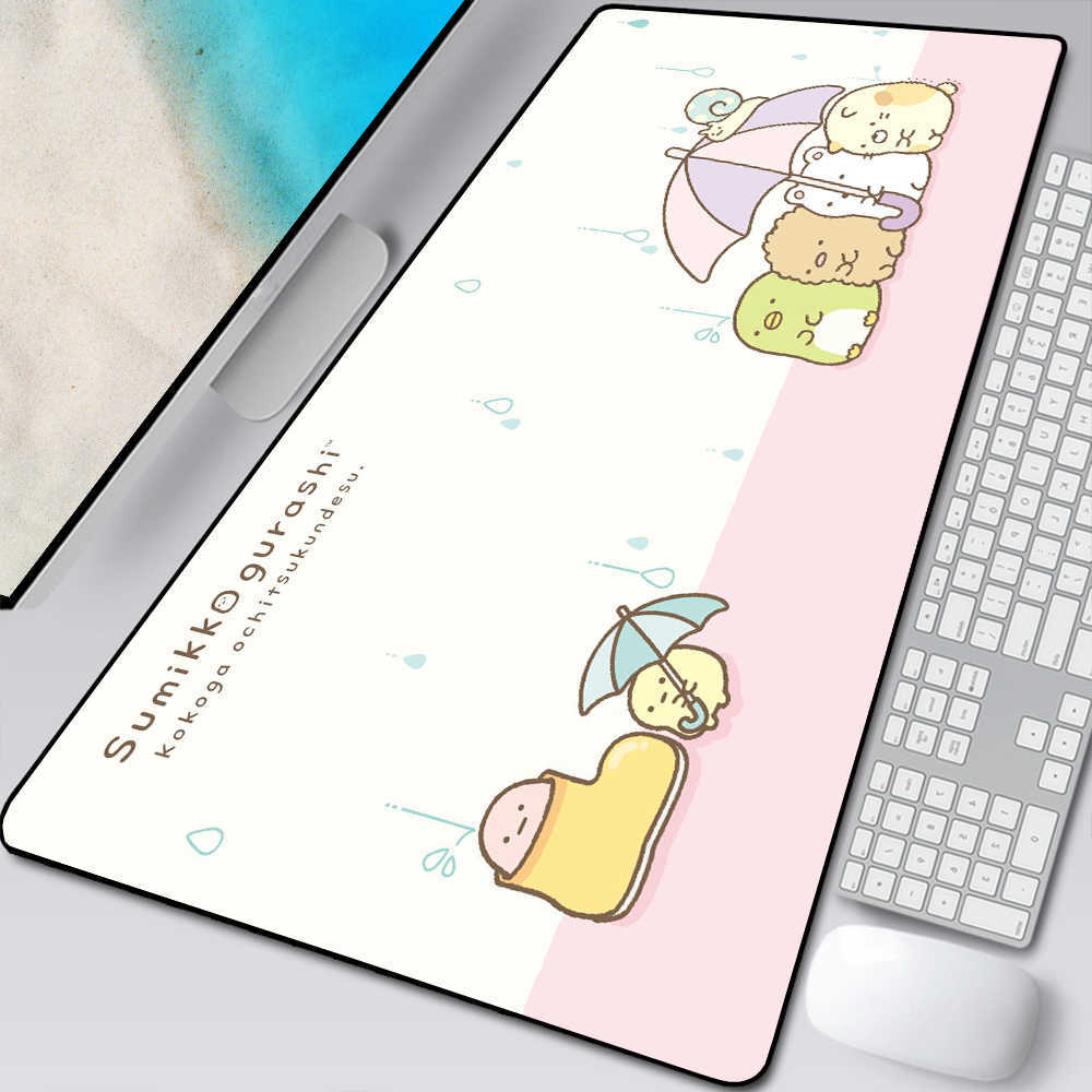 Muskuddar handled vilar kawaii tecknad rosa sumikko gurashi mus pad anime gabinete gamer tabell spel tillbehör tangentbord skrivbord matta lol mousepad t230215