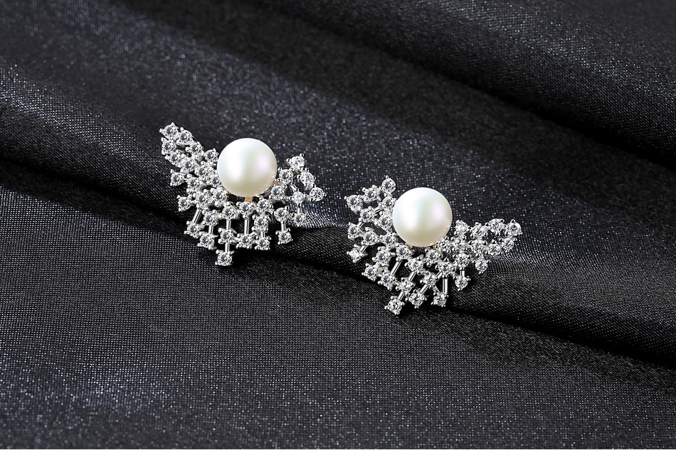 New Fashion Full Diamond Pearl Stud Earrings Jewelry European Style Women Luxury S925 Silver Micro Set Zircon Earrings Women's Wedding Party Valentine's Day Gift SPC