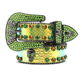 Belts Adhesives belt gun color small pattern inlaid with diamond studs zinc alloy skull personality street sweet cool fashion