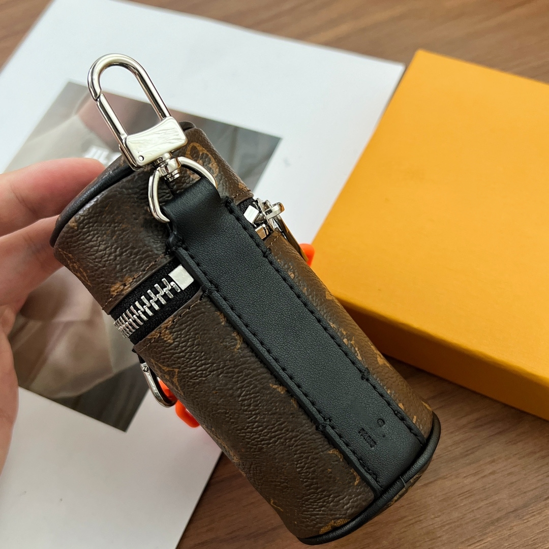Luxury Brand Letters Plaid Key Wallets Classic Designer Chain Zipper Cylinder Clutch Bags Famous Design Men and Women Coin Purses Bags Hanging Keychain Holiday Gift