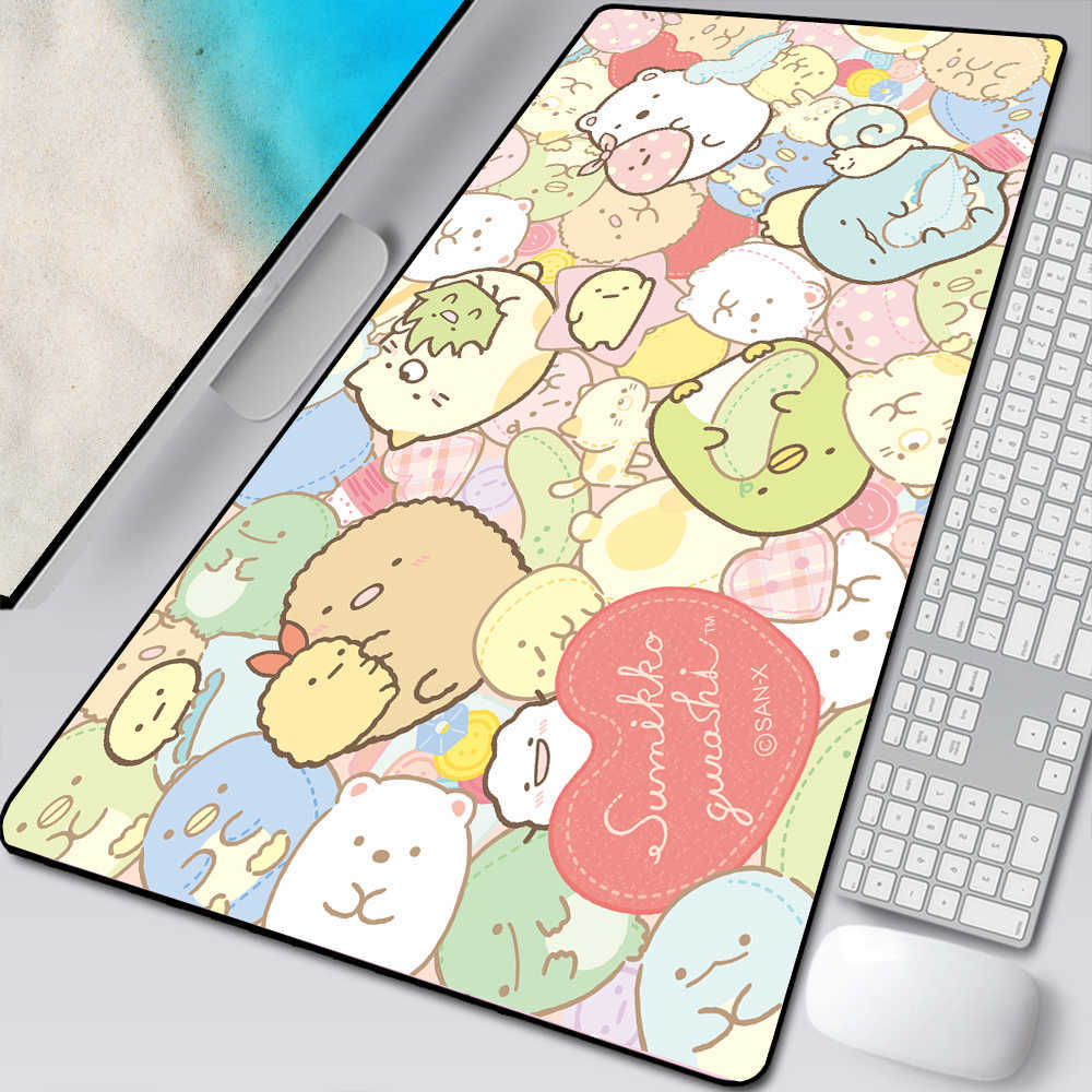 Muskuddar handled vilar kawaii tecknad rosa sumikko gurashi mus pad anime gabinete gamer tabell spel tillbehör tangentbord skrivbord matta lol mousepad t230215