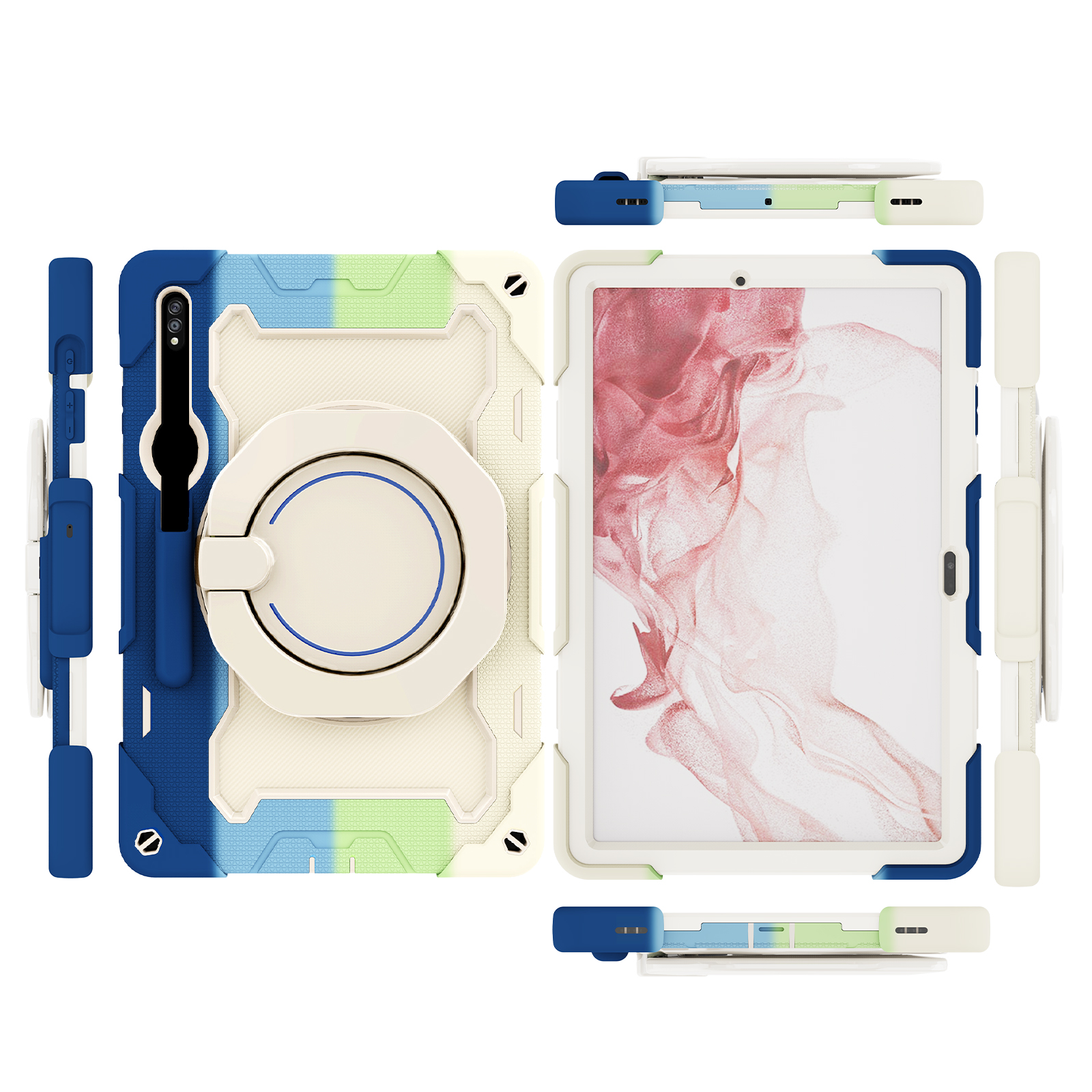 Pancerze tabletki dla Samsung Tab S8 S7 Plus Fe 12,4 cala SM-X806 T736 T975 Case Rotating Pierścień Silikonowy Capa CAPA