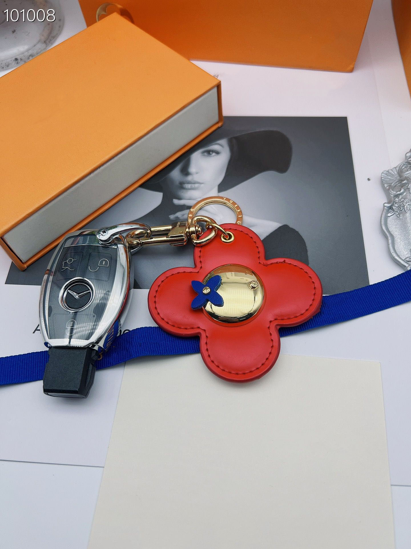 Europese en Amerikaanse trend trend heren en dames rode bloemen Key Chain Luxury Key Chain Without Box