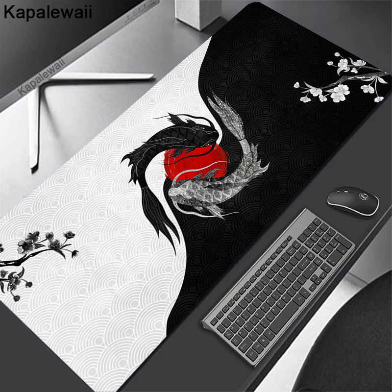 Mouse Pads Bilek Siyah ve Beyaz Büyük Mouse Pad Oyun Bilgisayar Mousepad Big Mause Mat 1000x500 Dizüstü bilgisayar masası MAT T230215 için Japon Klavye