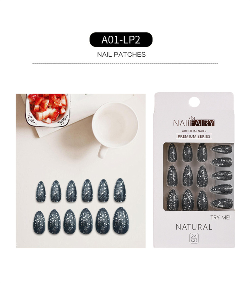 Falsche Nägel Glitzer gefälschter Gelee -Kleber Typ Abnehmbarer kurzer Modemodmaniküre DIY Nail Art Dekoration für Manicures3539270