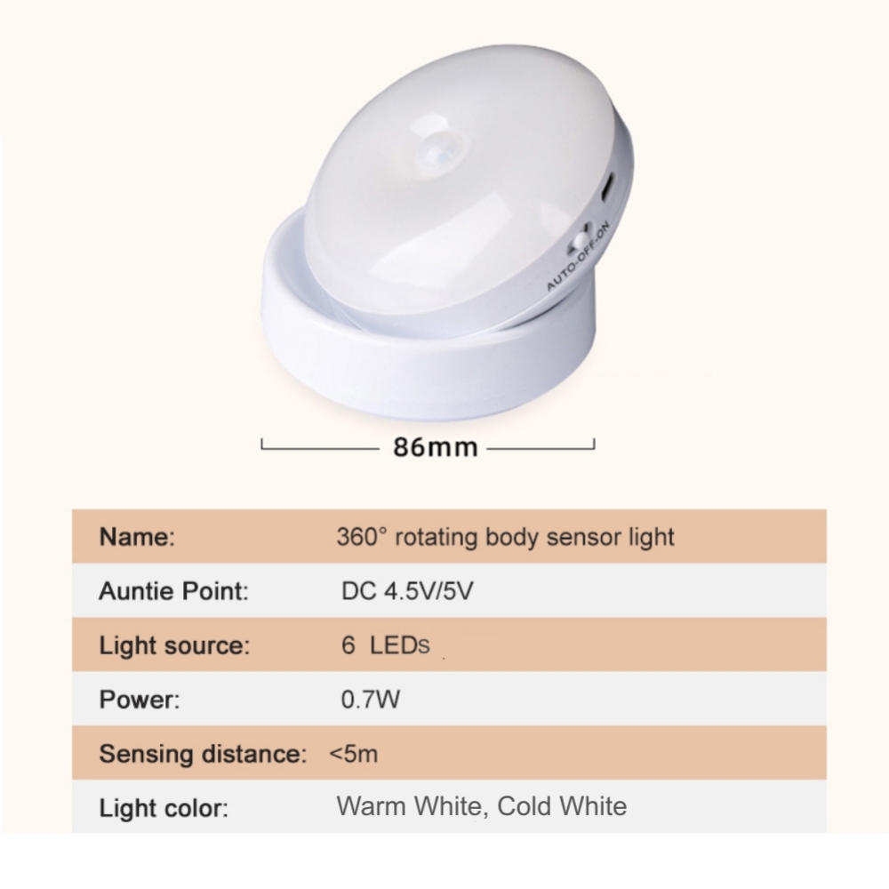 Tokili Toicli Night Light Lift Датчик светодиодные лампы USB Зарядное питание Nightlight Направление стены