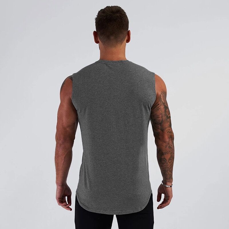 Men's Sleeveless Shirt Fitness Mens Tight Blank Tank Top Workout Vest Cotton Muscle Tank Top Gyms Clothing