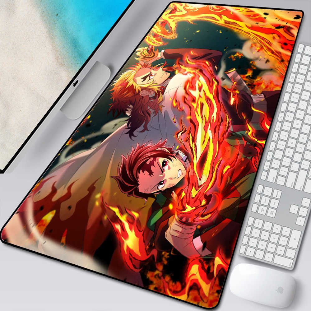 Mauspads Handgelenkstützen XL Anime Kimetsu no Yaiba Pad Maus HD-Druck Computer Gamer Locking Edge Mousepad XXL Tastatur PC Mäuse Matten Pad für Csgo T230215