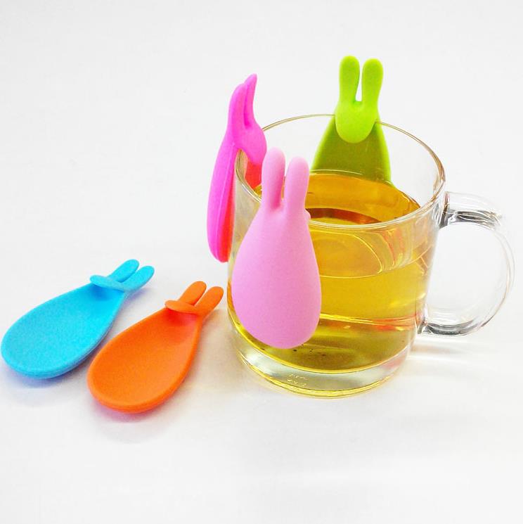 Autres boissons 5 couleurs Nouveau silicone gel lapin forme sachet de thé porte-infuseur couleur bonbon tasse cadeau lapin silicone sachet de thé support SN684