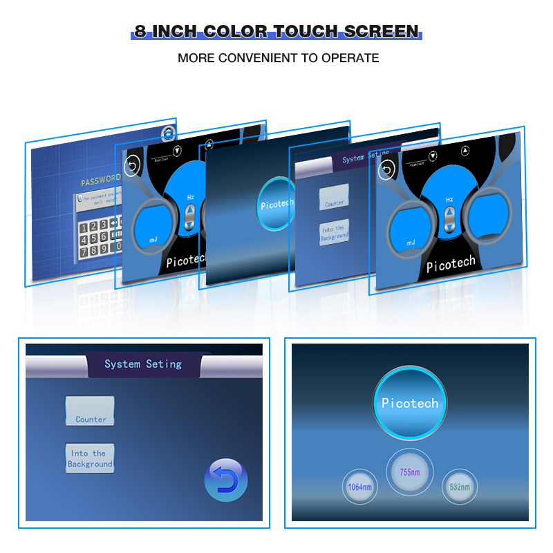 FDA Apruved Picosecond Machine Machine Removal Removal Focus Focus Drecle Climate FDA Aproved Q switch 5 تحقيقات وطول موجة