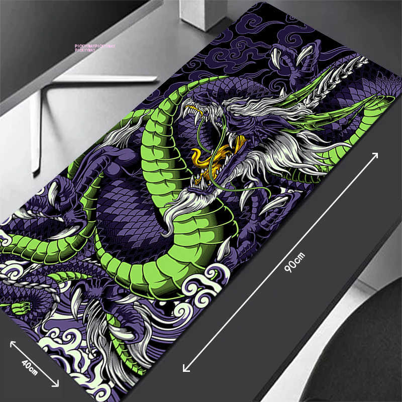 Mouse Pads Wrist Rests Mouse Pads Black White Dragon Table Mats Computer Mousepad Company Big Desk Pad 100x50cm Large Gamer Mousepads Mouse Mat T230215