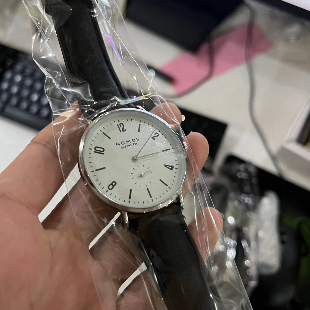 Top Nieuwe NOMOS 8mm Wijzerplaat Luxe Heren Horloges Onafhankelijke Seconden Stalen Kast Lederen Horloge Kwaliteit Horloges297T