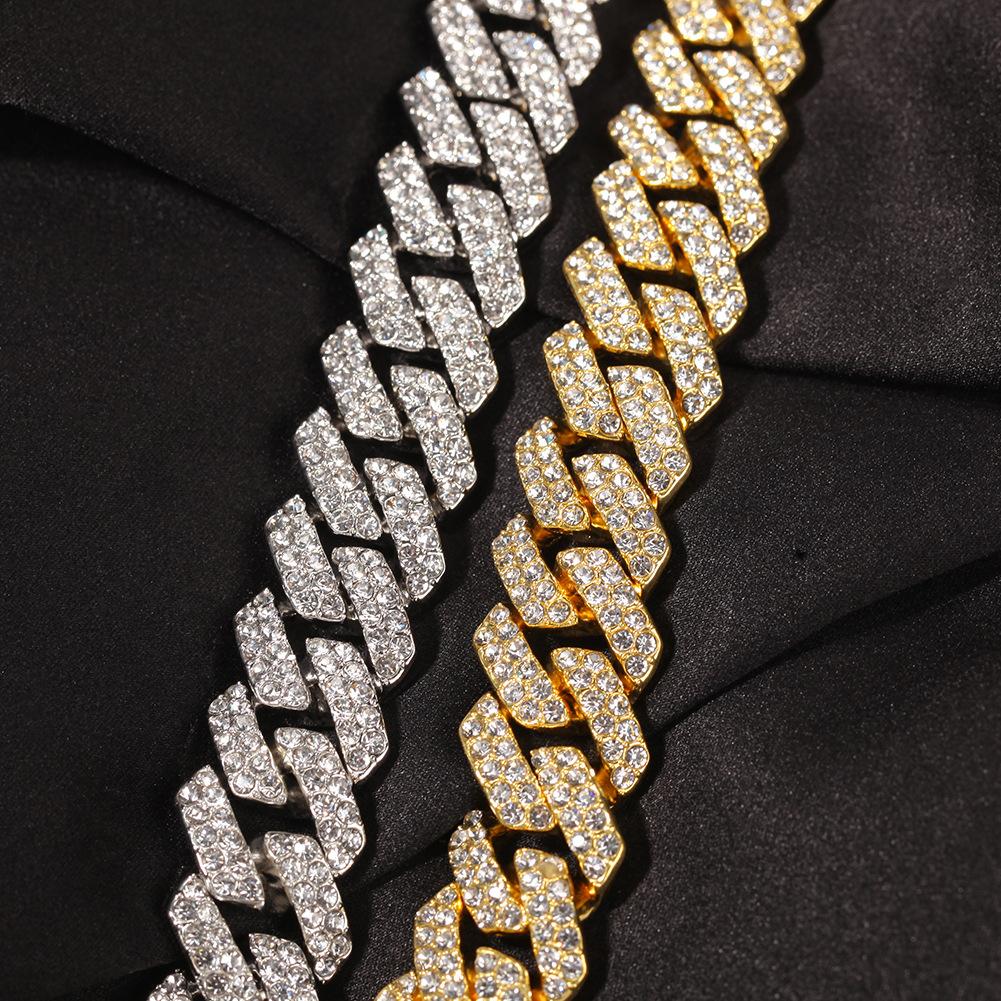 Colar de desenhista 18mm Iced Cuban Link Chain Mens Gold Chain Prong Chain 18K Branco Banhado A Ouro 2 Row Diamond Cubic Zirconia Jewelr2922