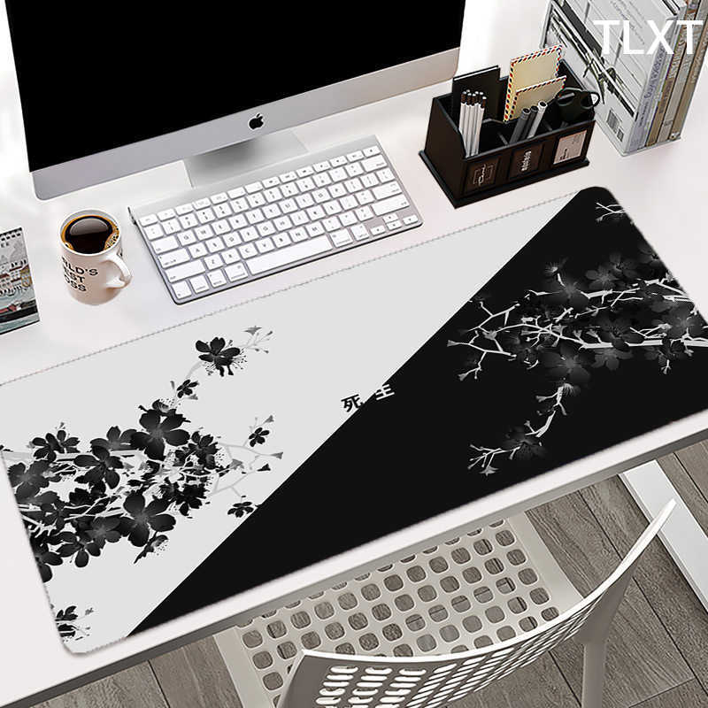Mouse Pads Wrist Rests 90x40cm Large Black and White Gaming Mouse Pad Gamer Big Mouse Mat Computer Gaming Locking Edge MousePad Keyboard Desk Mice Pad T230215