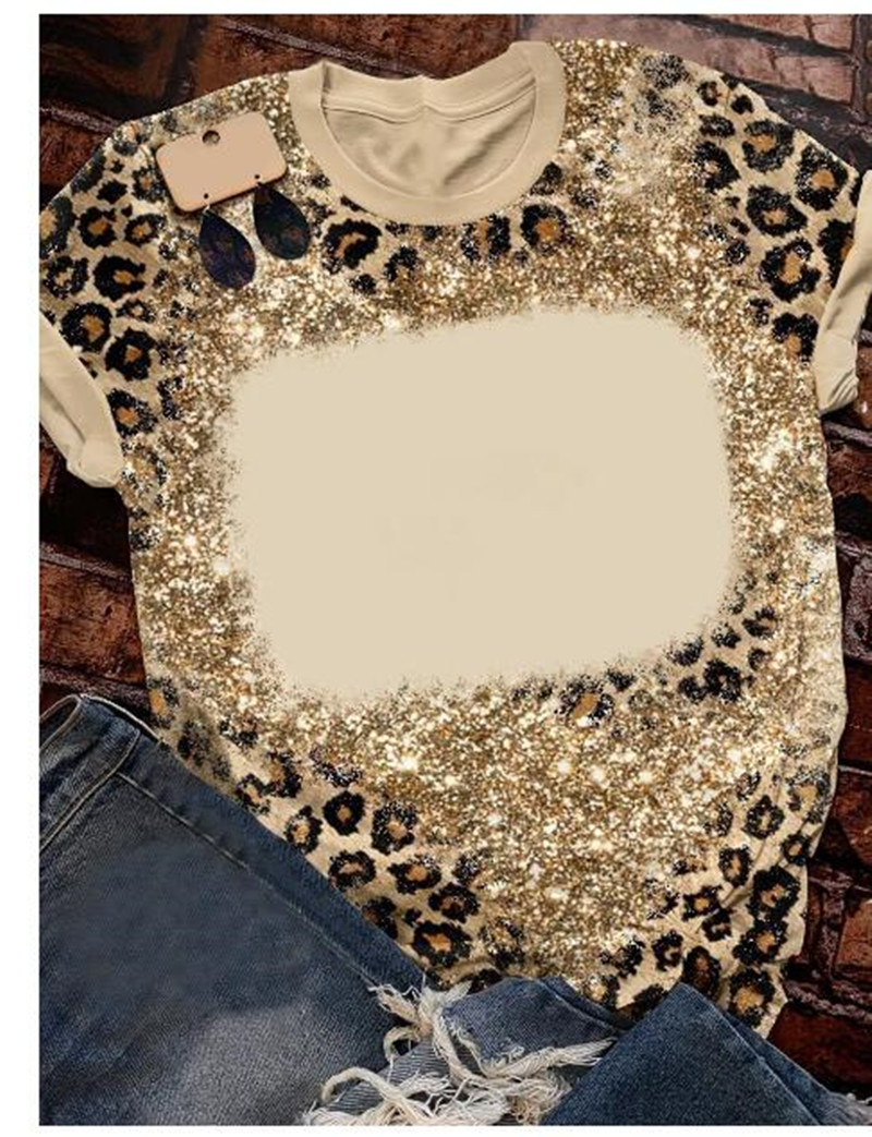 Vente en gros Sublimation Chemises blanchies Transfert de chaleur Blanc Bleach Shirt Bleached Polyester T-Shirts US Hommes Femmes Party Supplies DIY Leopard tournesol