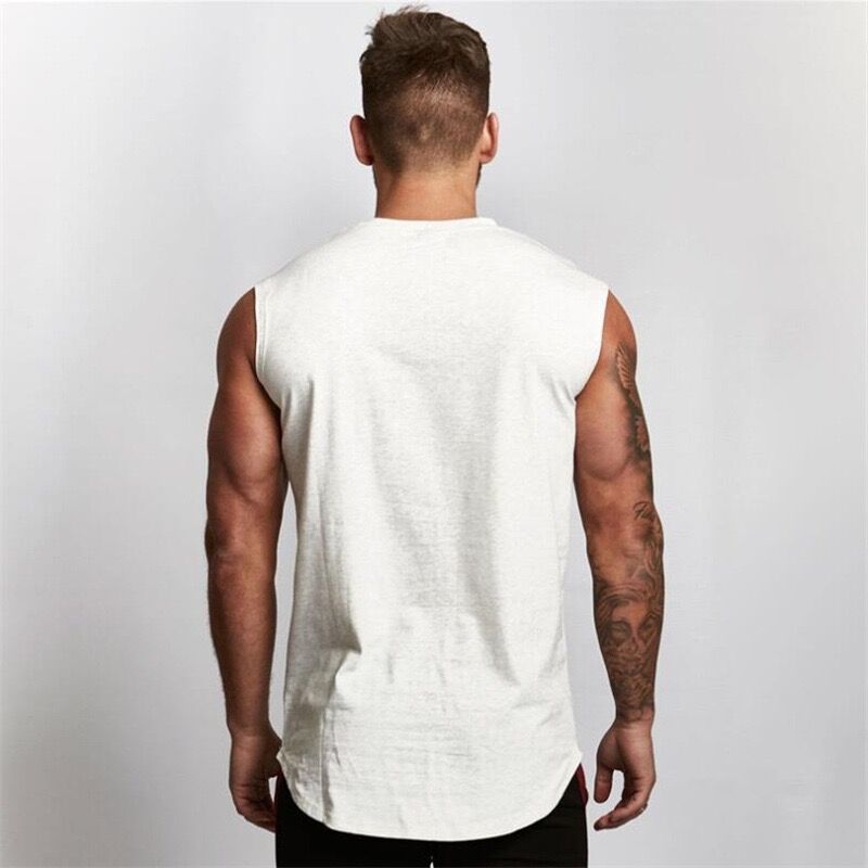 Men's Sleeveless Shirt Fitness Mens Tight Blank Tank Top Workout Vest Cotton Muscle Tank Top Gyms Clothing