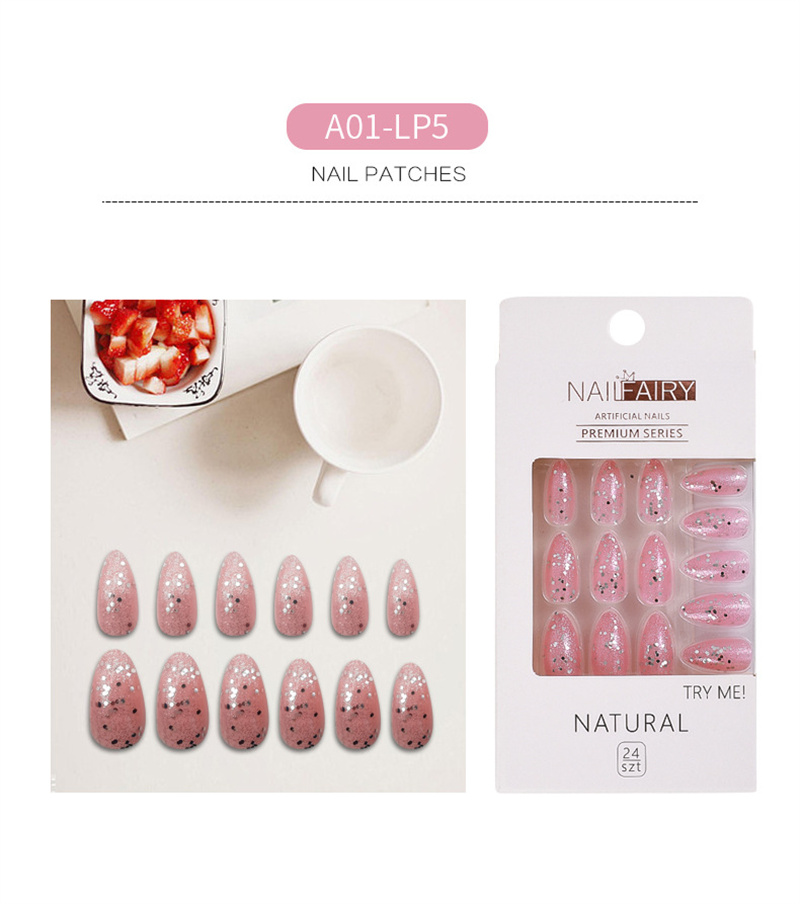 False Nails Glitter Fake Jelly Glue Type Removable Short Fashion Manicure DIY Nail Art Decoration For Manicures3060350