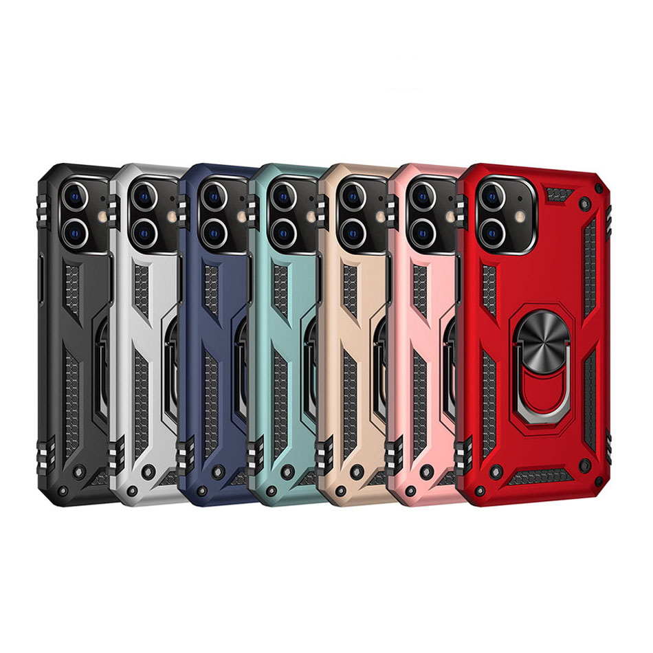 Metallring Kickstand Armor Stoßfeste Hülle für iPhone 14 12 11 13 Mini X Xs Max Pro XR SE 7 8 6 6S Plus TPU-Halterabdeckung