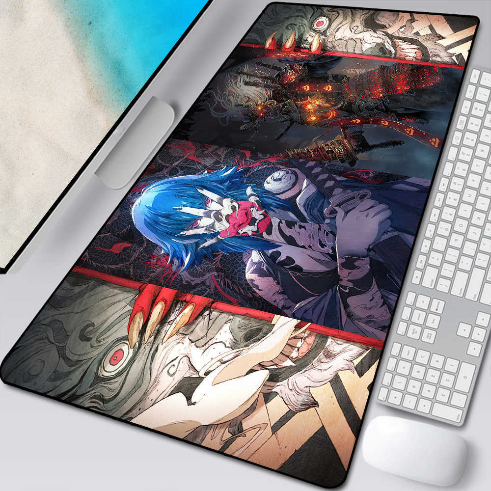 Mouse Pads Wrist Rests Master of The Devil Japan Mouse Pad Black and White Gaming Keyboard Rubber Pad on The Table Desk Mat Anime Mouse Mat Pc Rug T230215