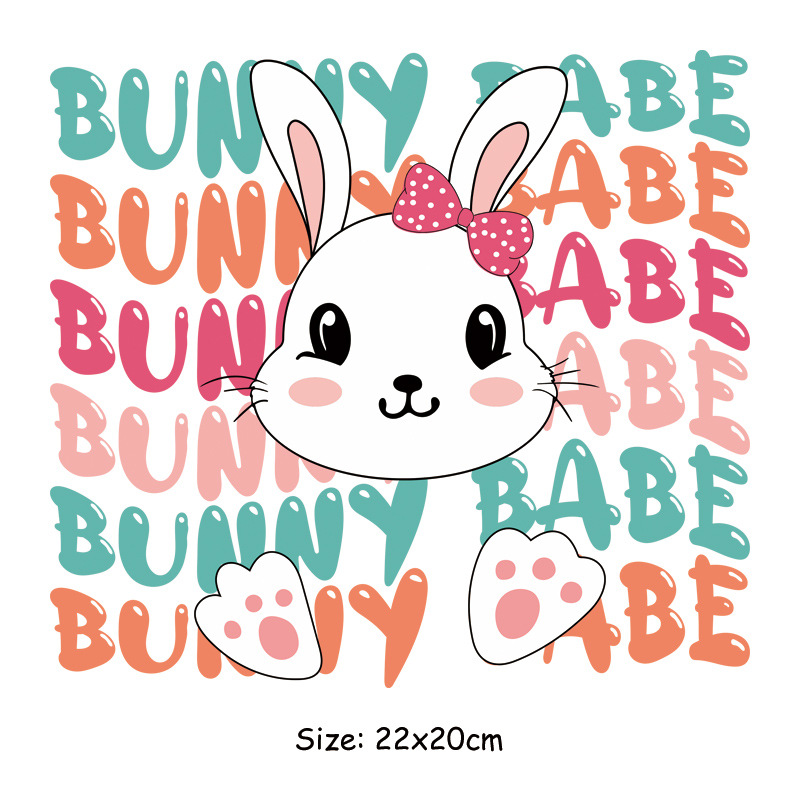 Paasfeest Heat Transfer Logo Vinyl Wasbare Bunny Eggs Hunt Heat Transfer Stickers voor T-shirt