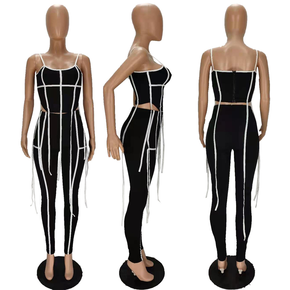 2023 Designer Two Piece Sets Womens Tracksuits Summer Tassels Outfits Sexy Sleeveless Tank Top And Pants Casual Outwork Sportswear Wholesale Bulk Items 9277