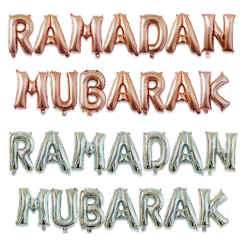 Ramadan Decoration Foil Balloons Dekor imprezowy aluminiowy folia balony muzułmańskie różowe złoto srebrne ramadan mubarak list balon globo de letras