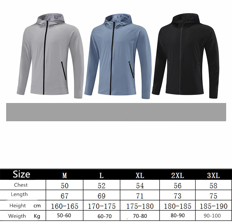 LL Men New Sport Zipper Hooded Jacket Casual Brethable Outdoor Jogger Outfit Hiking Cardigan Material Outwear