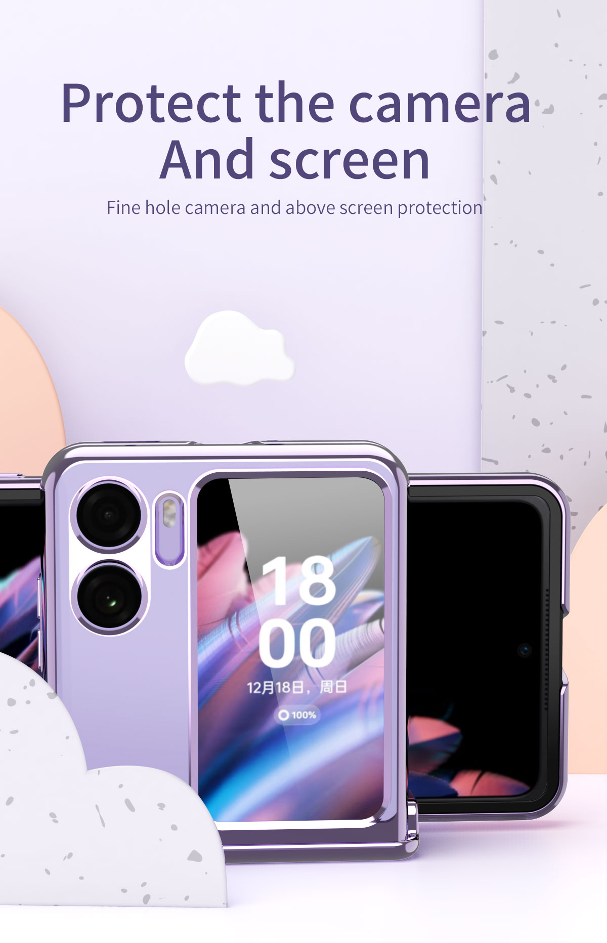 حالات الطلاء الشفافة لـ OPPO Find N2 Flip Case Armor قابلة للطي Ring Ring Cover Cover