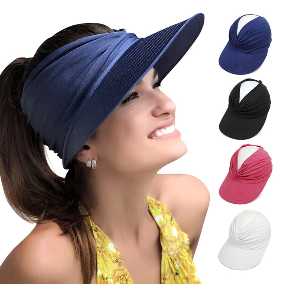 Chap￩us ￠ prova de sol do ver￣o feminino Caps Visor Caps UV Protection Cover de praia Cap Protection Sun Sport Outdoor Sport