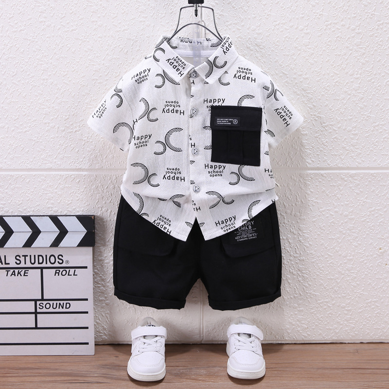 Kinder Sommer Kleidung Kleinkind Kinder Baby Jungen Kleidung Druck Hemd Tops Shorts Bottoms Formale Outfit 0-5Y