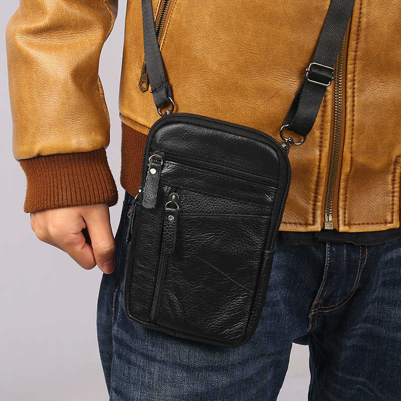 Shoulder Bags Genuine Leather Shoulder Bag for Men Business Multi-Pockets Messenger Bags Mobile Phone Pouch Male Designer Crossbody Bags 0216/23