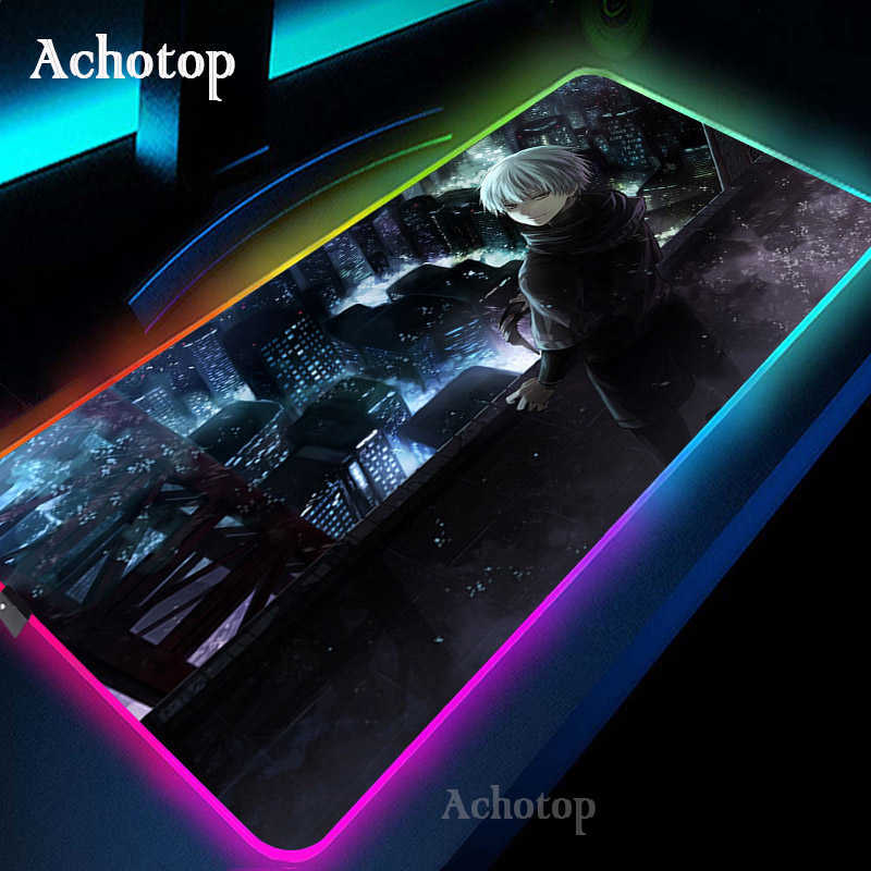 Mouse blocs pulso repousa Tokyo Ghoul Mouse Pad RGB Pad colorido para mouse não livro Computador mousepad Cool LED Gaming Padmouse Gamer teclado Médico Mat de Mat T230215