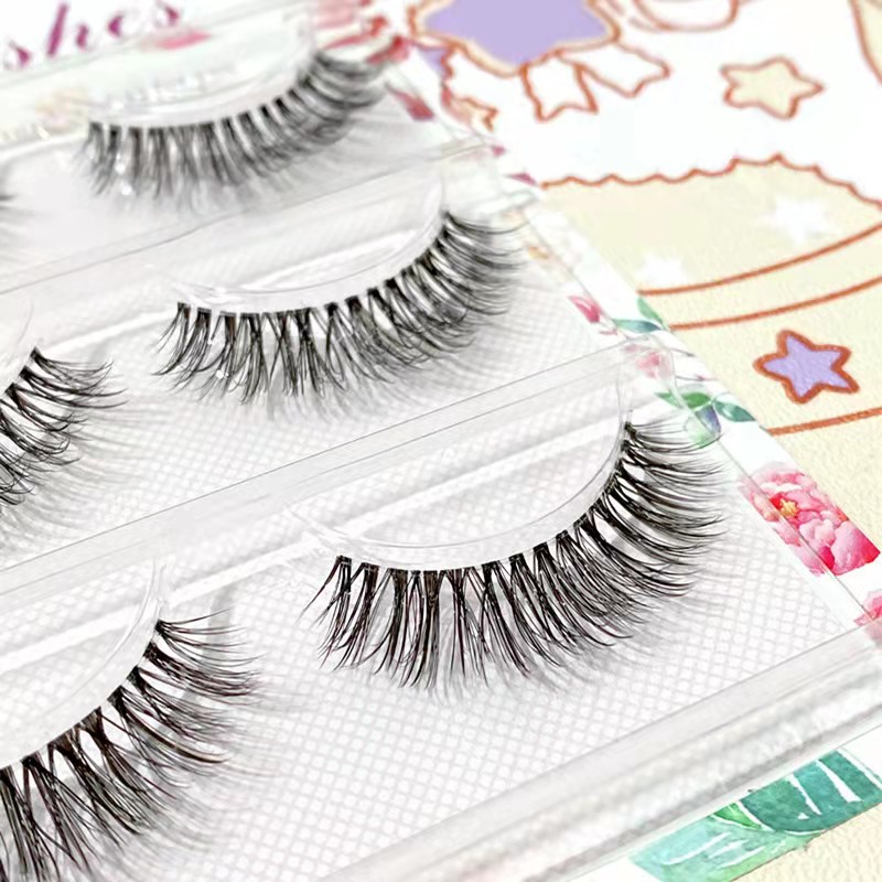 Hot wholesale Mink Eyelashes 5/lashes invisible band faux mink lashes reusable false eyelashes extension Makeup in Bulk