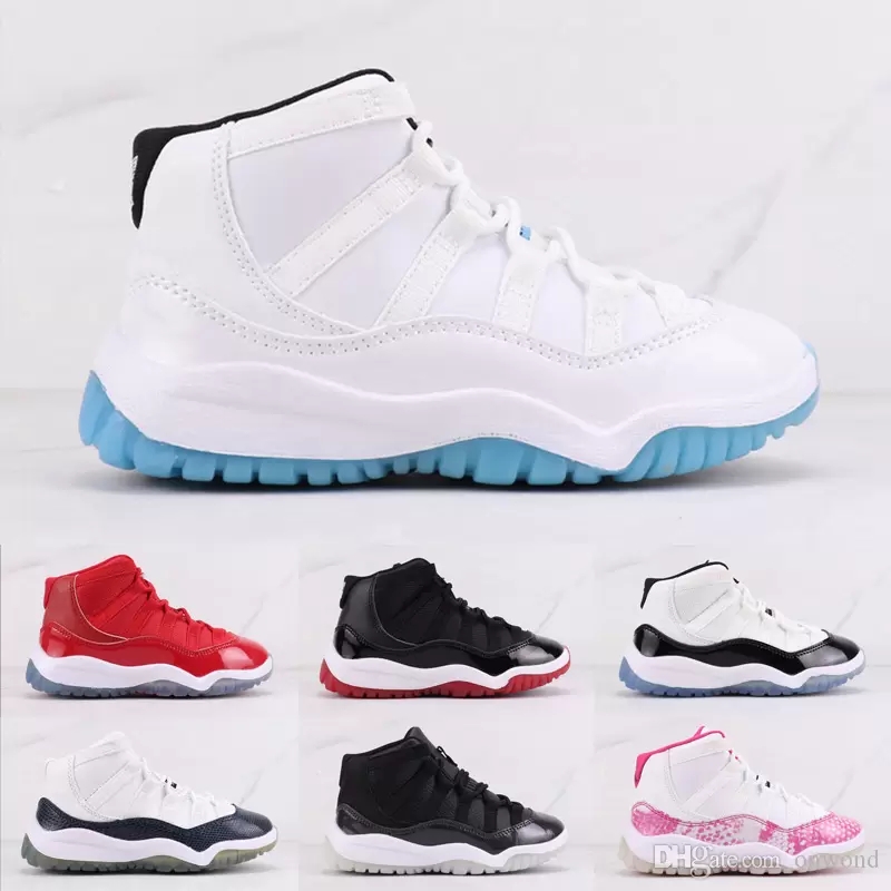 2023 Kids 11S Kid Basketball shoes Space Cool Grey Jam Bred Concords Youth fashion Boys Sneakers Children Boy Girl White Athletic Toddlers Outdoor Size 28-35
