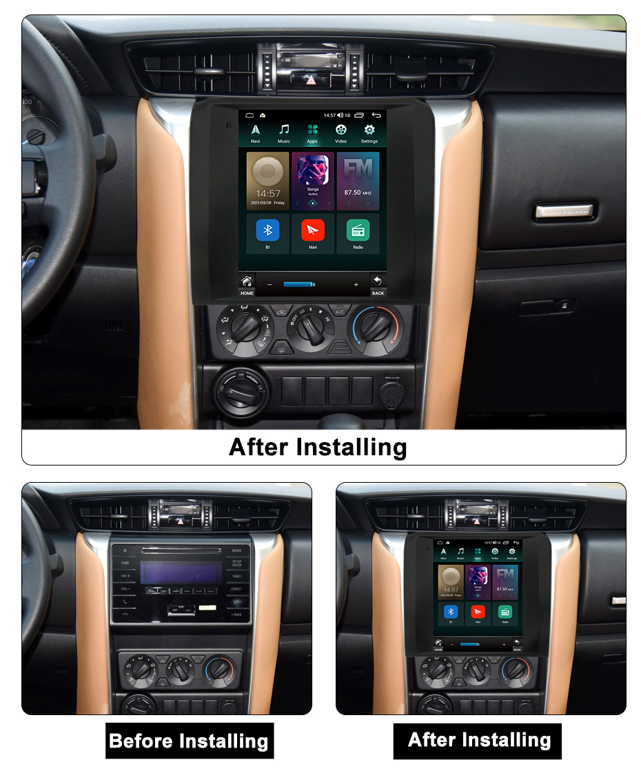 Android 11 för Tesla Style Car DVD Player Radiovideo för Toyota Fortuner Revo 2016-2019 Multimedia GPS CarPlay Stereo BT