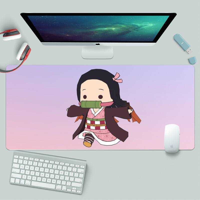 Mouse Pad Poggiapolsi Nezuko Locking Edge Mouse Pad Game XL Large Gamer Keyboard PC Desk Mat Takuo Computer Tablet Tappetino mouse T230215