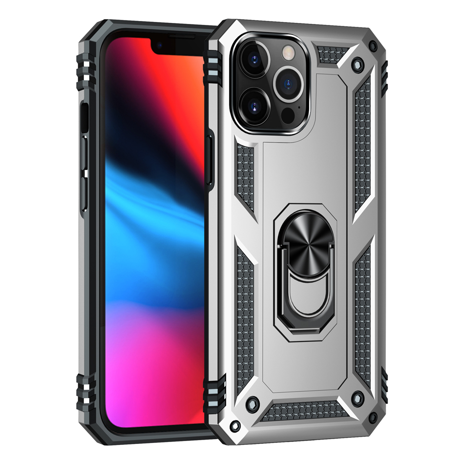 Metal Ring Kickstand Armor Shockproof Case For iPhone 14 12 11 13 Mini X Xs Max Pro XR SE 7 8 6 6S Plus TPU Holder Cover