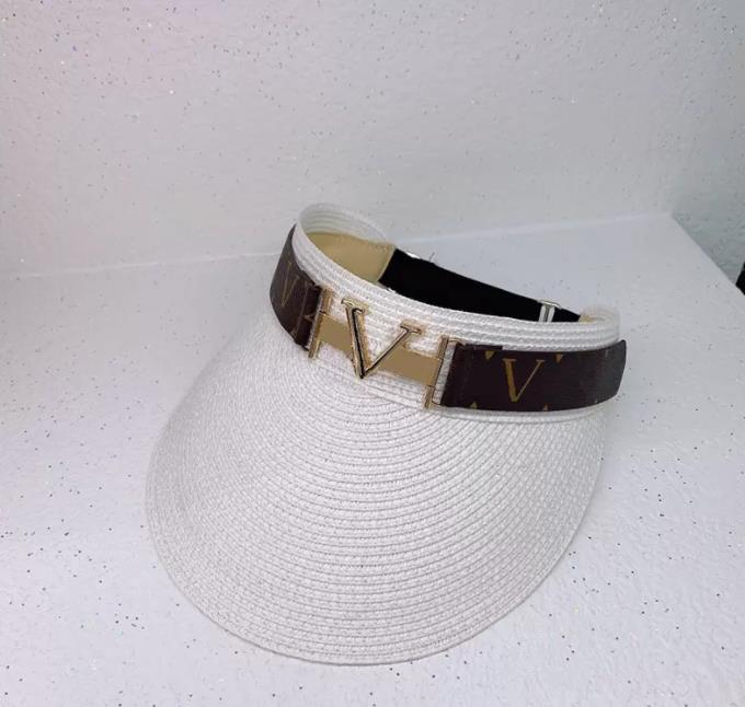 Straw Sun Visors Hats Classic Designer Summer Cap Women Men Casquette Metal Letter Wide Brim Sports Visor Top Empty Caps Hats Mens6049218