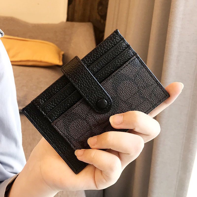 Genuine Leather Business Card Holder for Men and Women, Bifold Leather Credit Card Case Coin Purse