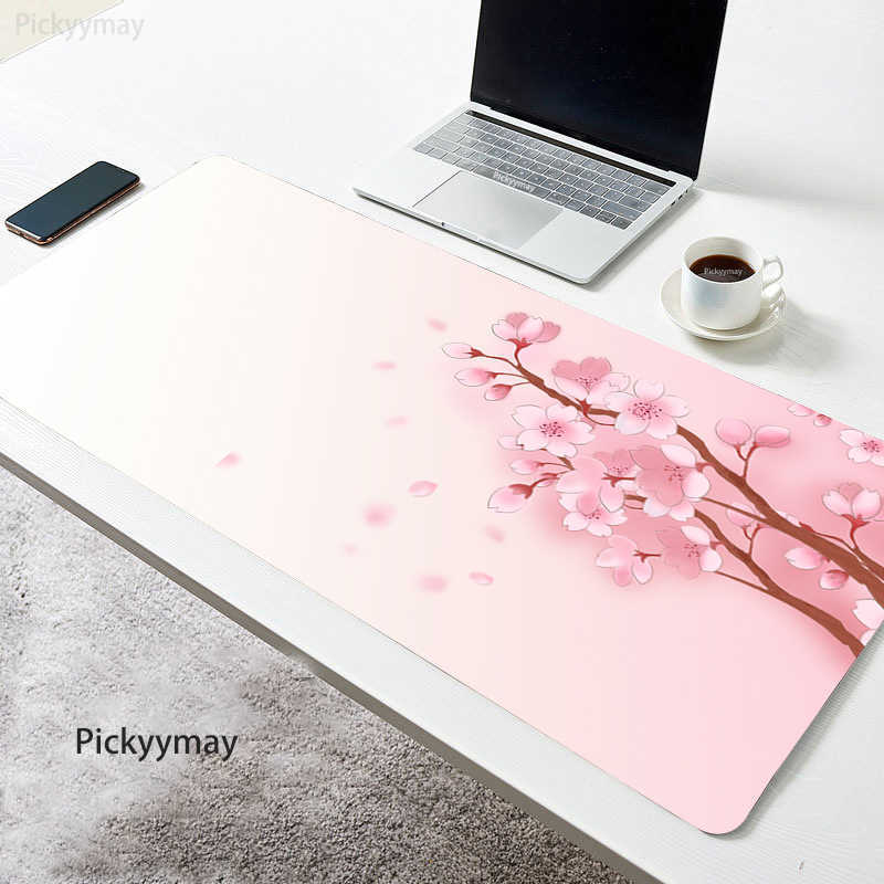 Alfombrillas de ratón Reposamuñecas Sakura Alfombrilla de ratón Flor rosa Teclado de computadora Mesa Alfombrilla de ratón Flor de cerezo Accesorios de oficina Mause Deskpad Gaming Desk Mat T230215