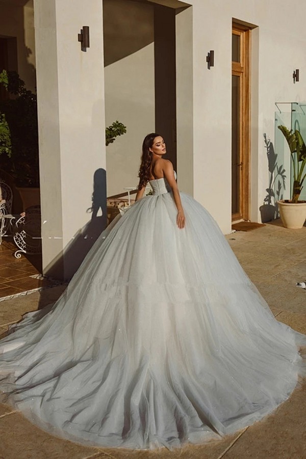 Turco Dubai Arabo Lusso Avorio Paillettes Abito da sposa Abiti da sposa Sexy Sweetheart Principessa Abiti da sposa formali con soffio rimovibile Maniche corte Abiti CL1864