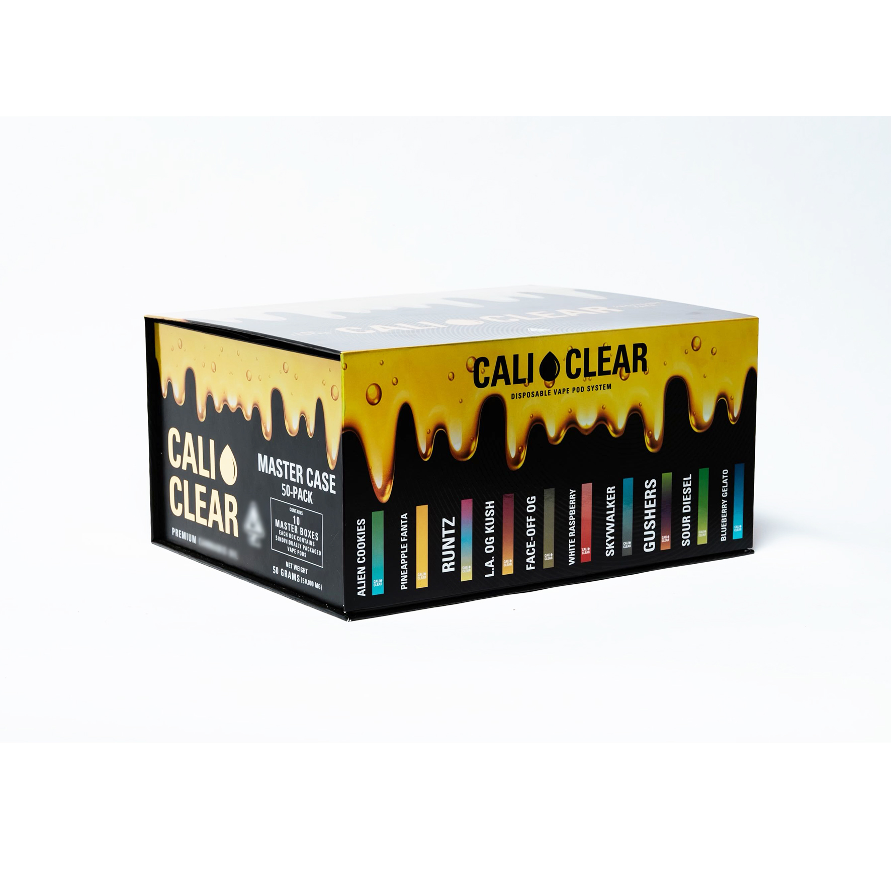 Förfylld Cali Clear Disposable E-cigaretter Vape Pen One Pack 50st 10 smaker laddningsbara 1 ml vagnar lager i USA