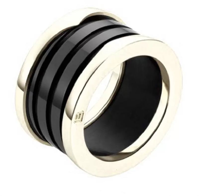 Anel de amor de aço titânio fashion anel de ouro rosa de prata para amantes anel de casal de cerâmica preto branco para presente