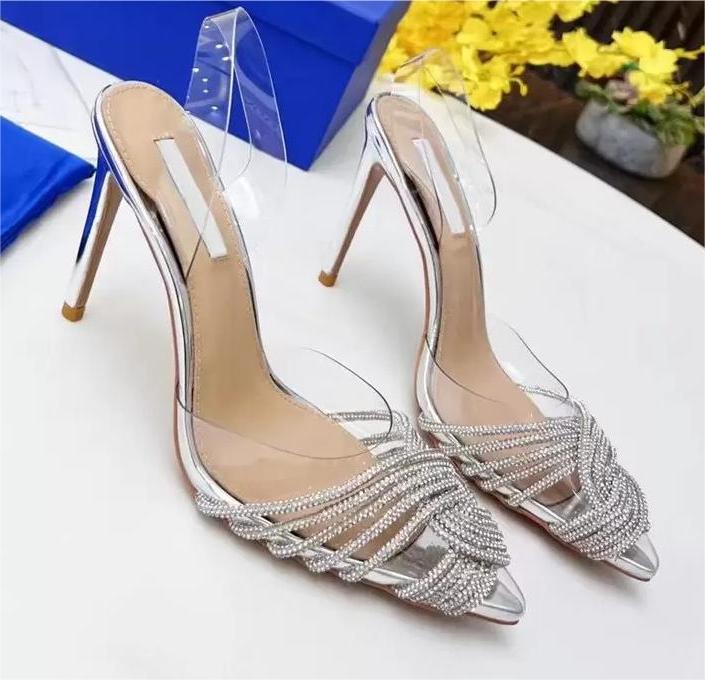 Top women's high heels leather bow stilettos women's lazy sandals sexy high heels diamond designer slippers size 35-40-41-42