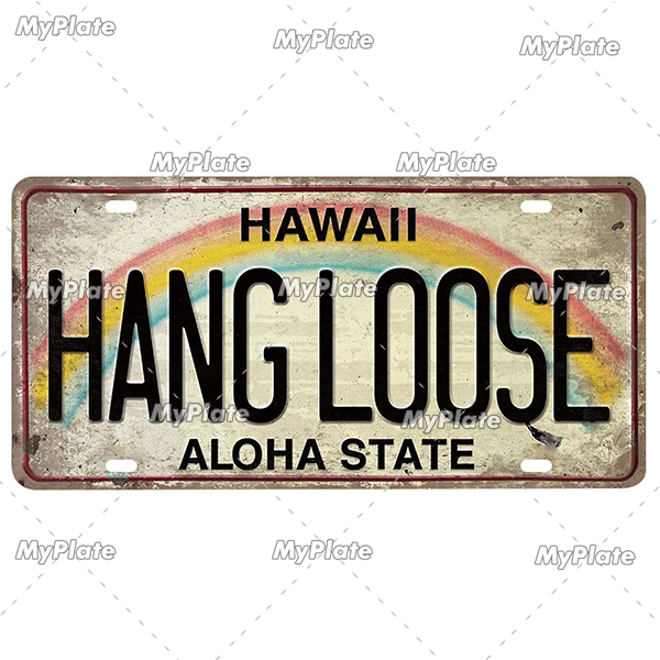 Old Hawaii Licenses Plate Metal Sign Vintage Plaque Personlig registreringsskylt tennskylt man grotta dekoration rese metall målning affisch hem konst dekor 30x15 cm w01